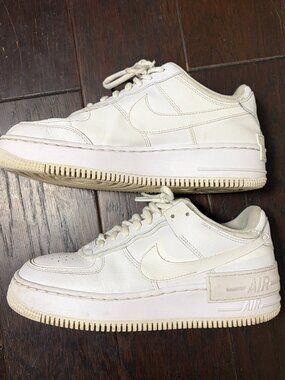 Nike Air Force 1 Shadow Triple White Platform Sneakers Shoes Womens 8 EUR 39